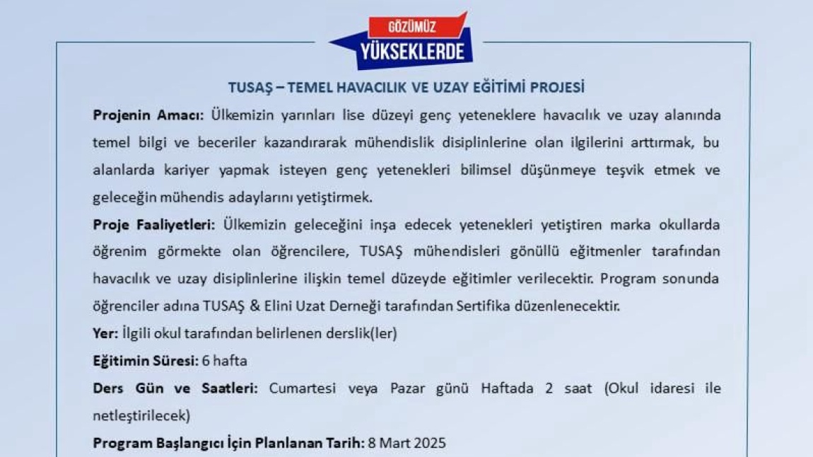 Temel Havacılık ve Uzay Eğitimi
