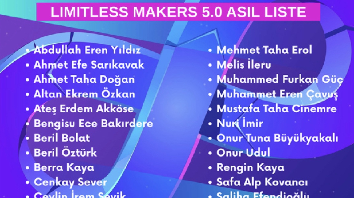 Limitless Makers 5.0’a kabul edildik.